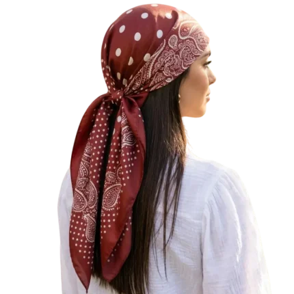 Square scarf for women tied as bandana
