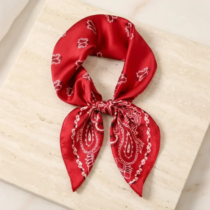 Womens Headband Scarf with elegant red silk finish